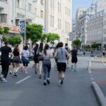 snapshot, cityscape, people, young, girls, boys, running, street, urban, sport, recreation, lifestyle, healthy
